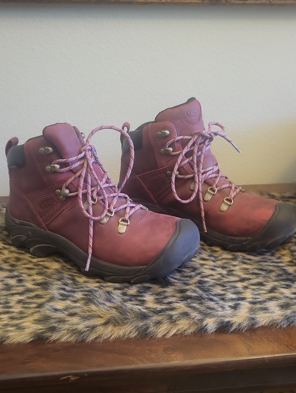Keen Women's Burgundy Lace-Up Hiking Boots